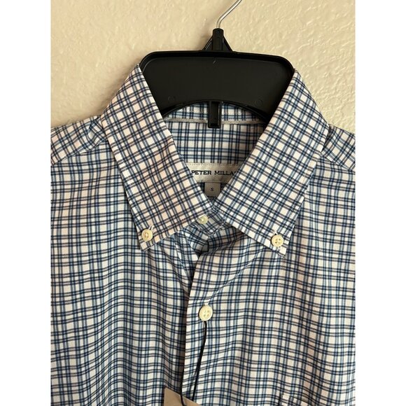 Peter Millar Blue Water Cotton Button-Down Sport Shirt NWT‎ - Size S - Picture 4 of 6